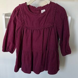 GAP Long-Sleeve Ruffle Yoke Tunic - Wine